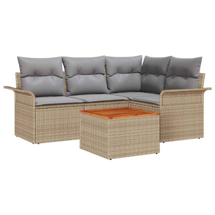 Trädgårdsoffset 5 pcs Beige och Ljusgrå konstrotting