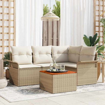 Trädgårdsoffset 5 pcs Beige och gräddfärgad konstrotting