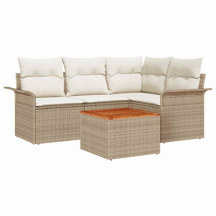 Trädgårdsoffset 5 pcs Beige och gräddfärgad konstrotting