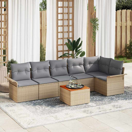 Trädgårdsoffset 7 pcs Beige och Ljusgrå konstrotting