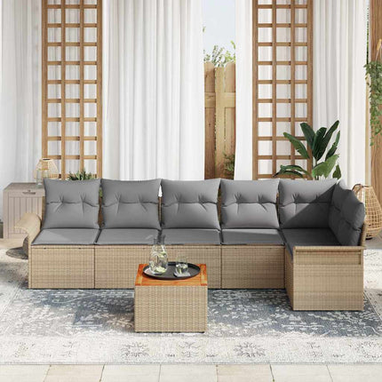 Trädgårdsoffset 7 pcs Beige och Ljusgrå konstrotting