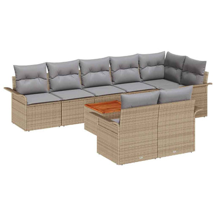 Trädgårdsoffset 9 pcs Beige och Ljusgrå konstrotting