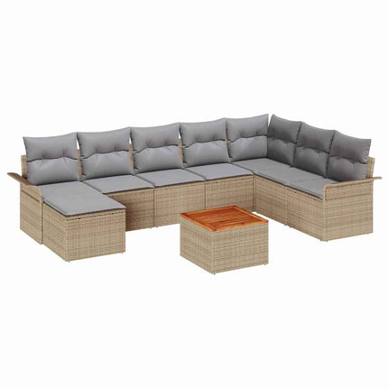 Trädgårdsoffset 9 pcs Beige och Ljusgrå konstrotting