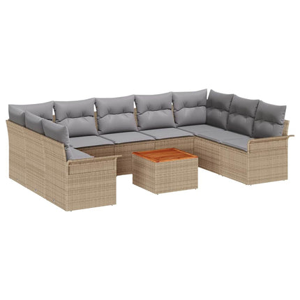 Trädgårdsoffset 10 pcs Beige och Ljusgrå konstrotting