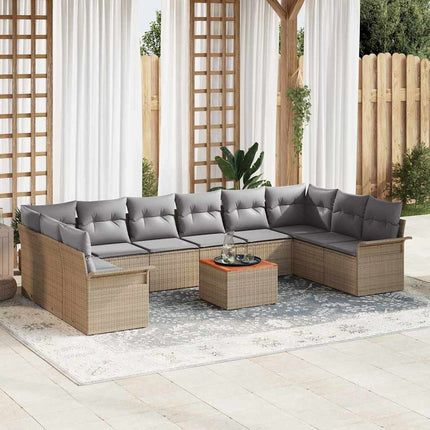 Trädgårdsoffset 11 pcs Beige och Ljusgrå konstrotting