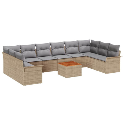 Trädgårdsoffset 11 pcs Beige och Ljusgrå konstrotting