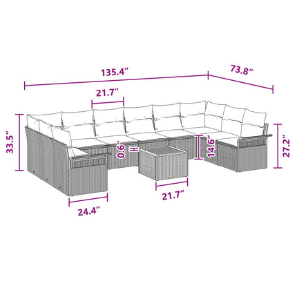 Trädgårdsoffset 11 st 10-Antal sittplatser Grå och Marinblå
