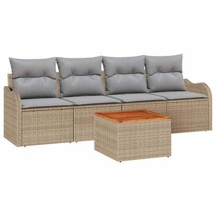 Trädgårdsoffset 5 pcs Beige och Ljusgrå konstrotting