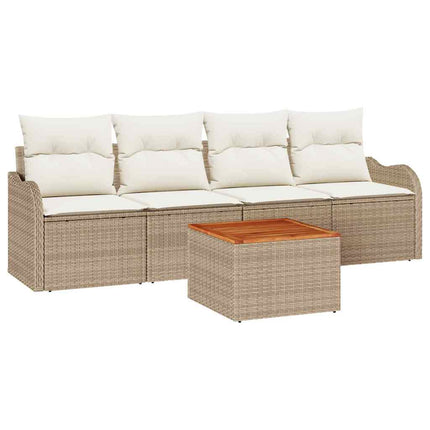 Trädgårdsoffset 5 pcs Beige och gräddfärgad konstrotting