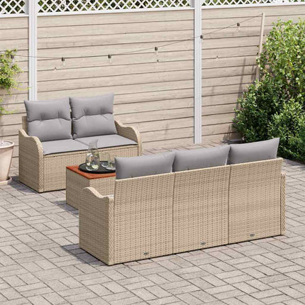 Trädgårdsoffset 6 pcs Beige och Ljusgrå konstrotting