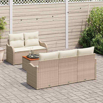 Trädgårdsoffset 6 pcs Beige och gräddfärgad konstrotting