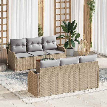 Trädgårdsoffset 7 pcs Beige och Ljusgrå konstrotting