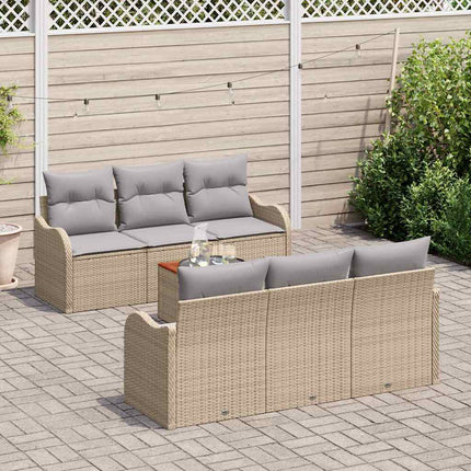 Trädgårdsoffset 7 pcs Beige och Ljusgrå konstrotting