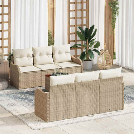 Trädgårdsoffset 7 pcs Beige och gräddfärgad konstrotting