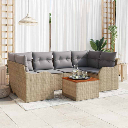 Trädgårdsoffset 7 pcs Beige och Ljusgrå konstrotting
