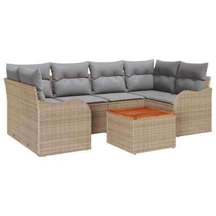 Trädgårdsoffset 7 pcs Beige och Ljusgrå konstrotting