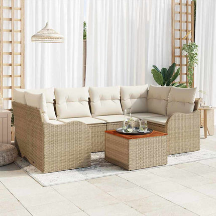 Trädgårdsoffset 7 pcs Beige och gräddfärgad konstrotting