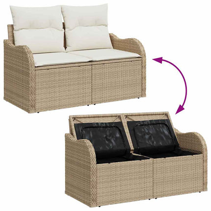 Trädgårdsoffset 7 pcs Beige och gräddfärgad konstrotting