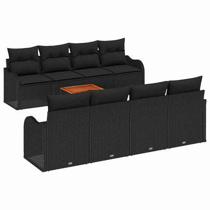 Trädgårdsoffset med lagring 9 pcs Svart konstrotting