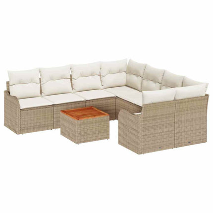 Trädgårdsoffset 9 pcs Beige och gräddfärgad konstrotting