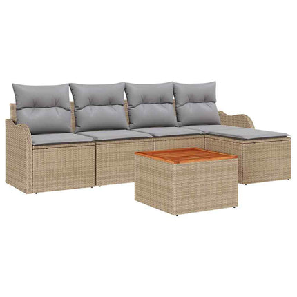 Trädgårdsoffset 6 pcs Beige och Ljusgrå konstrotting