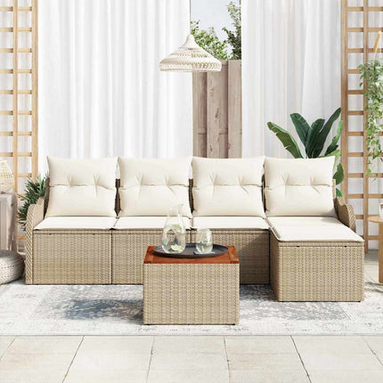 Trädgårdsoffset 6 pcs Beige och gräddfärgad konstrotting