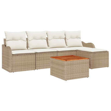 Trädgårdsoffset 6 pcs Beige och gräddfärgad konstrotting