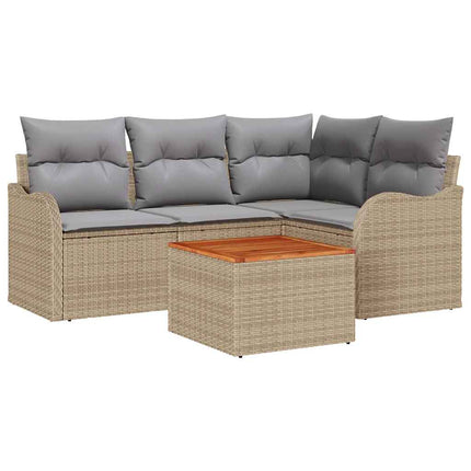 Trädgårdsoffset 5 pcs Beige och Ljusgrå konstrotting