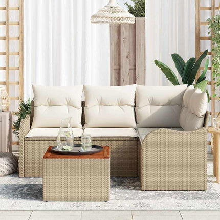 Trädgårdsoffset 5 pcs Beige och gräddfärgad konstrotting