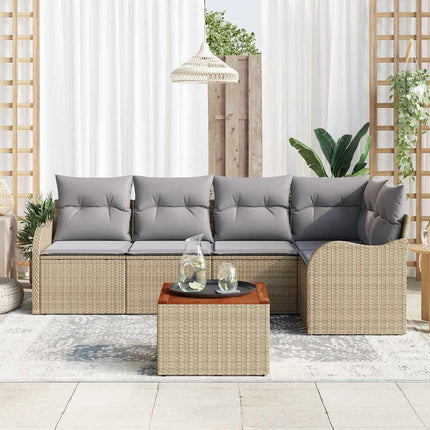 Trädgårdsoffset 6 pcs Beige och Ljusgrå konstrotting