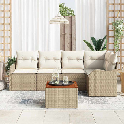Trädgårdsoffset 6 pcs Beige och gräddfärgad konstrotting