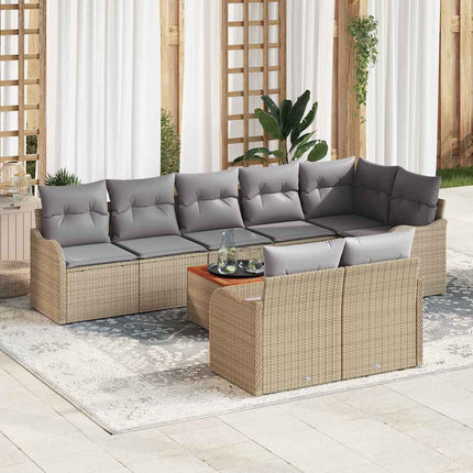 Trädgårdsoffset 9 pcs Beige och Ljusgrå konstrotting