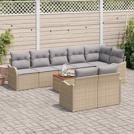Trädgårdsoffset 9 pcs Beige och Ljusgrå konstrotting