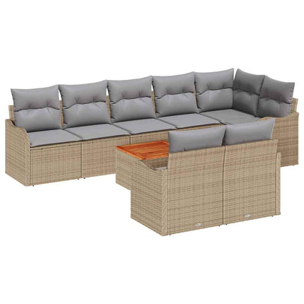 Trädgårdsoffset 9 pcs Beige och Ljusgrå konstrotting