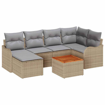 Trädgårdsoffset 7 pcs Beige och Ljusgrå konstrotting