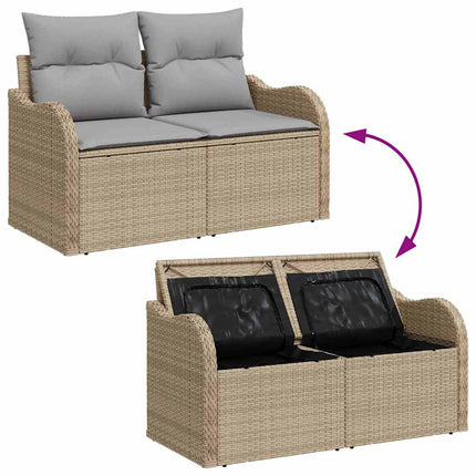 Trädgårdsoffset 7 pcs Beige och Ljusgrå konstrotting