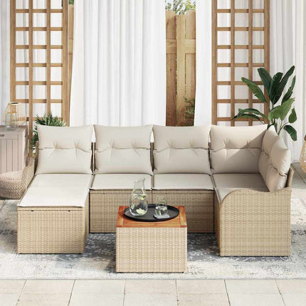 Trädgårdsoffset 7 pcs Beige och gräddfärgad konstrotting