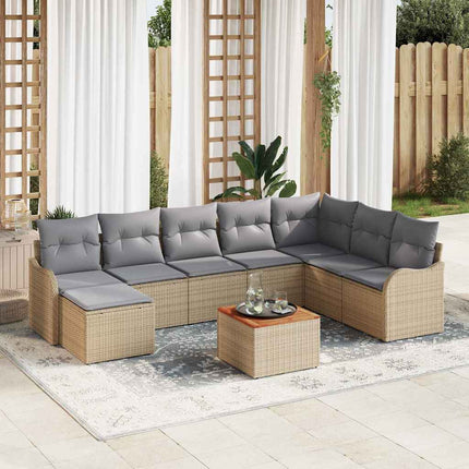 Trädgårdsoffset 9 pcs Beige och Ljusgrå konstrotting