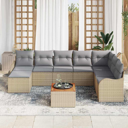Trädgårdsoffset 9 pcs Beige och Ljusgrå konstrotting