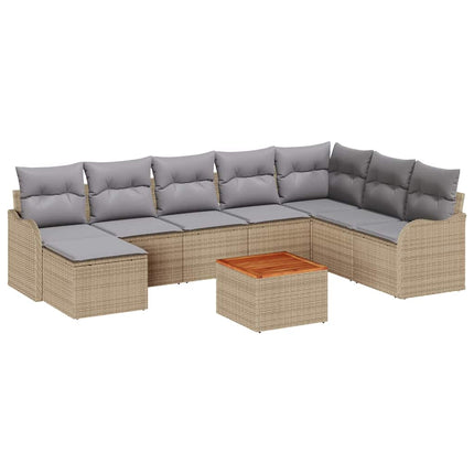Trädgårdsoffset 9 pcs Beige och Ljusgrå konstrotting