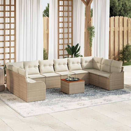 Trädgårdsoffset 11 pcs Beige och gräddfärgad konstrotting