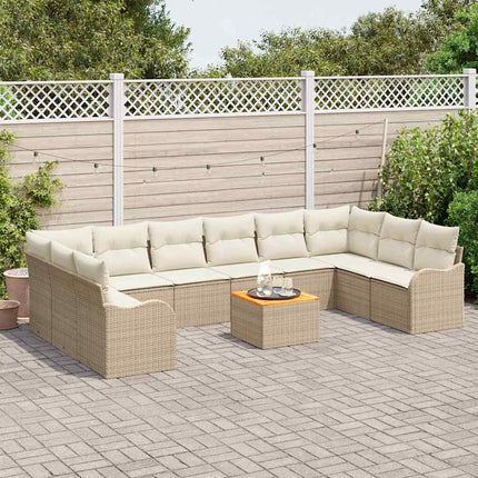 Trädgårdsoffset 11 pcs Beige och gräddfärgad konstrotting