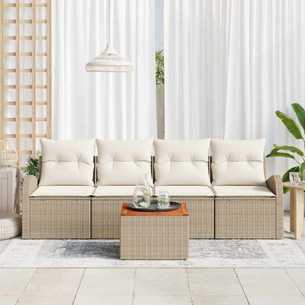 Trädgårdsoffset 5 pcs Beige och gräddfärgad konstrotting