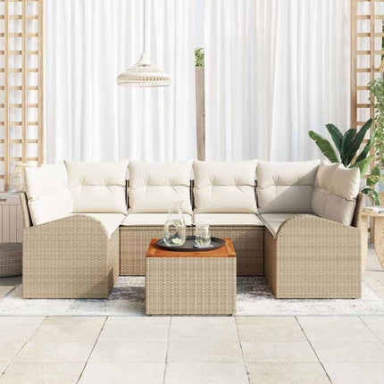 Trädgårdsoffset 7 pcs Beige och gräddfärgad konstrotting