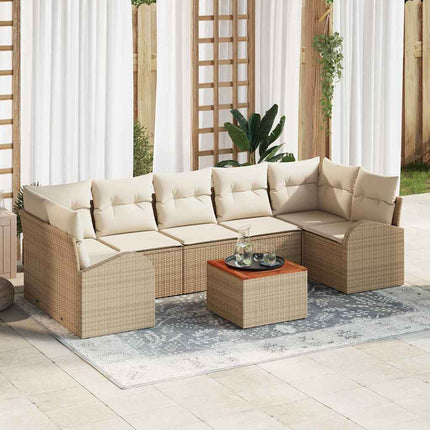 Trädgårdsoffset 8 pcs Beige och gräddfärgad konstrotting