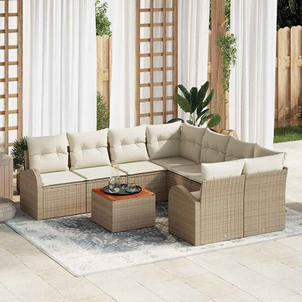 Trädgårdsoffset 9 pcs Beige och gräddfärgad konstrotting