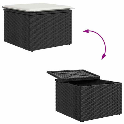 Trädgårdsoffset med lagring 6 pcs Svart och kräm konstrotting