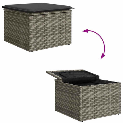 Trädgårdsoffset med lagring 6 pcs Grå konstrotting