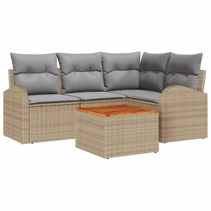 Trädgårdsoffset 5 pcs Beige och Ljusgrå konstrotting