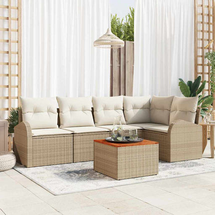 Trädgårdsoffset 6 pcs Beige och gräddfärgad konstrotting